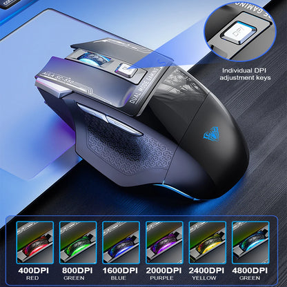 AULA SC550 Gaming Mouse 2.4G Wireless Macro Mouse RGB Backlight Ergonomic Design E-sports Mouse PC Accessories