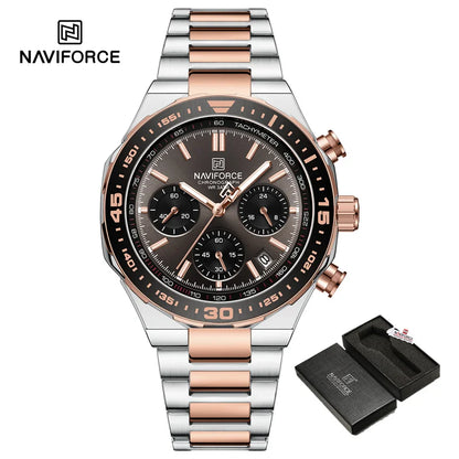 NAVIFORCE Men's Watches Quartz Fashion Business Classic Water Resistant Stainless Steel Strap WristWatch New Male Clock in 2024