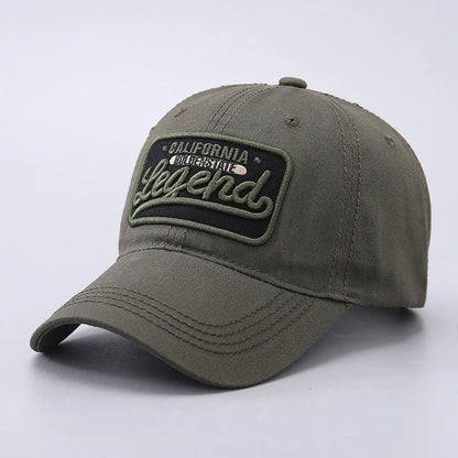3D letter embroidered baseball cap, all cotton LEGEND washed curved brim hat, suitable for outdoor sports and sun protection
