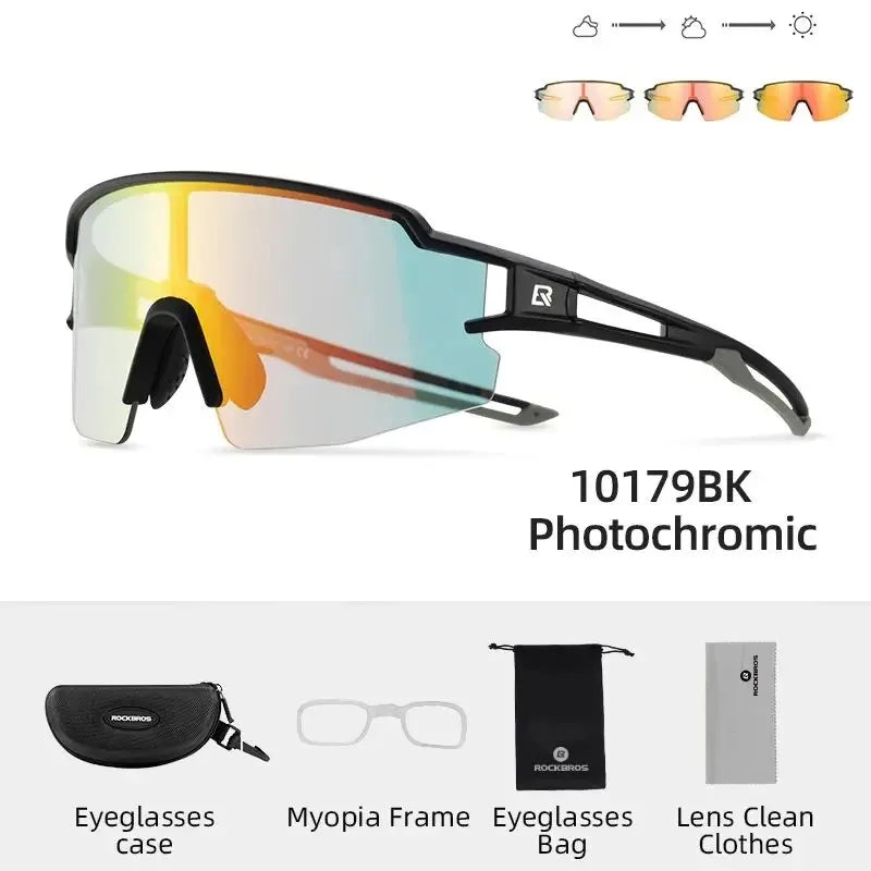 ROCKBROS Cycling Glasses Photochromic Glasses Bicycle Glasses Eyewear Goggles Windproof Bicycle Outdoor Sports Sunglasses