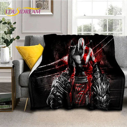 God of War Games Kratos Cartoon Soft Flannel Blanket for Beds Bedroom Sofa Picnic,Throw Blanket for Cover Outdoor Leisure Gift