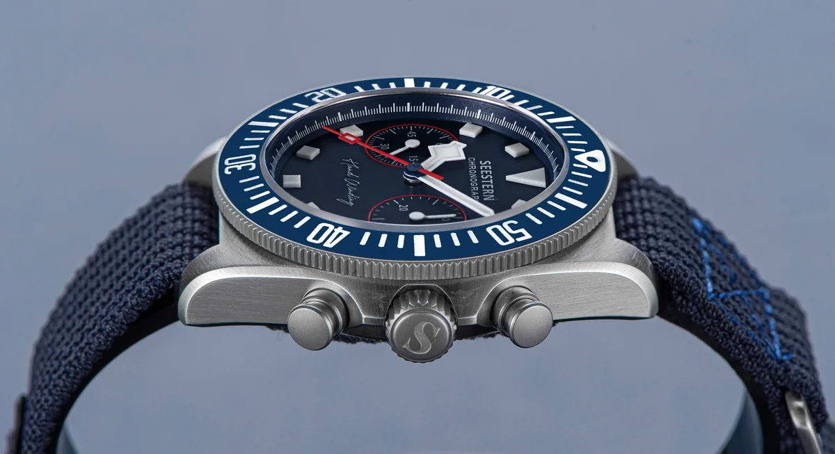SEESTERN Chronograph Man's Watch Mechanical Tianjin ST1901 Movement Sapphire Wristwatches Nylon Sticker Strap Luminous Skeleton