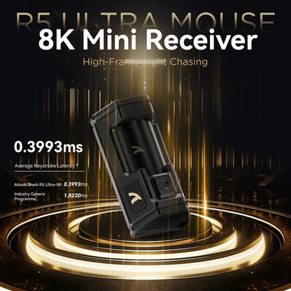 ATTACK SHARK R5 Ultra Carbon Fiber Wireless 8K Gaming Mouse 39g SUPERLIGHT, PixArt PAW3950MAX Gaming Sensor, 8000Hz Wireless Pol