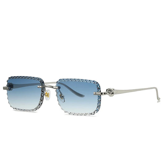 New Fashion Brand Luxury Designer 2026 Sunglasses Women Men Leopard Diamond Cut Rimless Shades Glasses Elegant Trendy Sunglasses