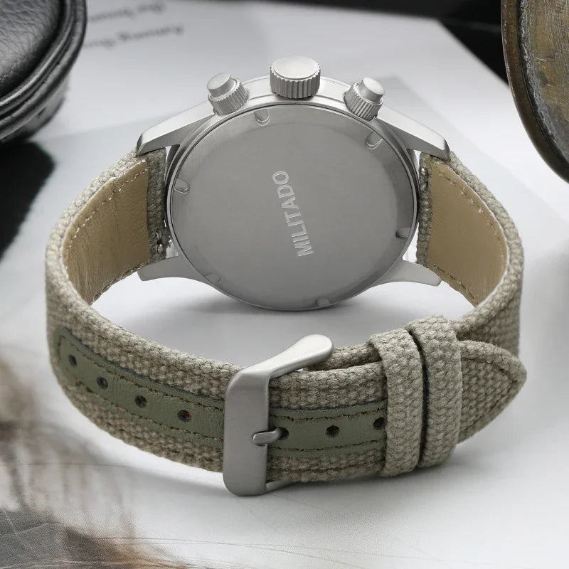 Militado VK61 VK67 Quartz Chronograph Watch 39mm 316L Stainless Steel Case 3 Dial Waterproof 100M  Multifunction Military Watch