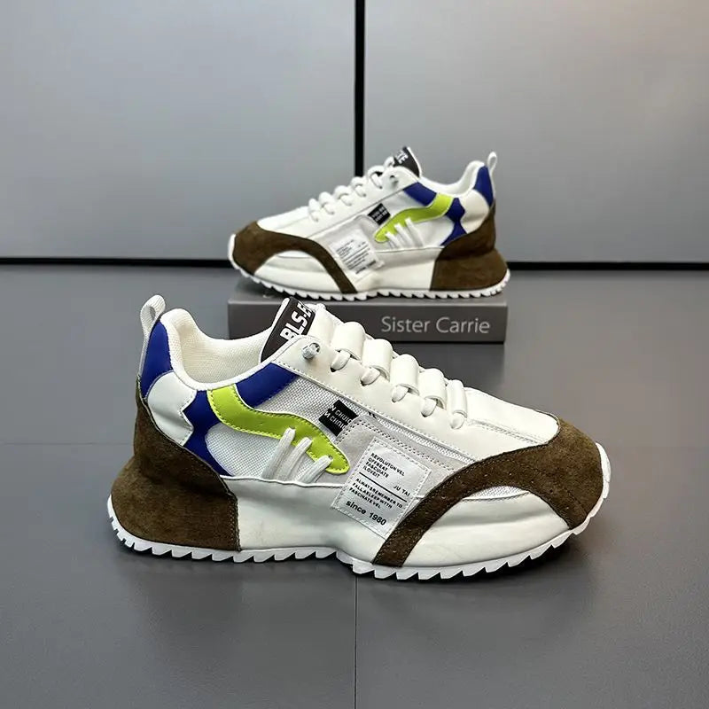 Shoes for Men Casual Sports Four Seasons Moccasins Trend Designed Personality Lace-up Leather Sneakers Comfortable Breathable