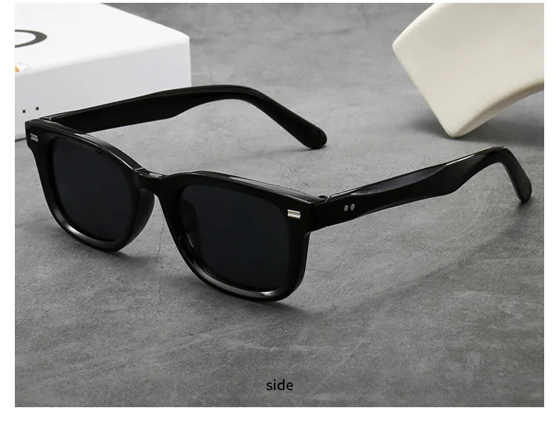 Men's Thick Framed Retro Brown Sunglasses Narrow Framed Hip-hop Style Rapper Eyewear Vacation Sunglasses UV400