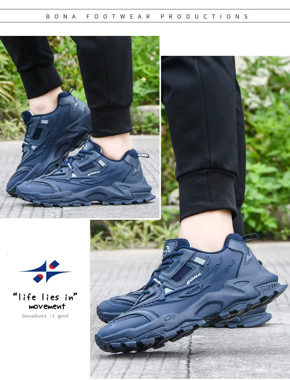 BONA 2023 New Designers Anti-Slip and Wear-Resistant Classic Running Shoes Athletic Sport Shoes Men Outdoor Sneakers Lightweight