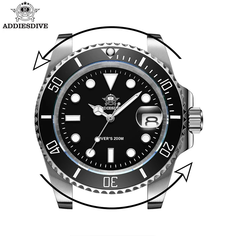 ADDIESDIVE Watch Men's Waffle Strap 200m Waterproof Outdoor Sports Watch C3 Super Luminous Quartz Watch  Relogios Masculino
