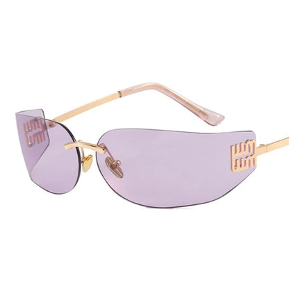 Light Luxury Frameless Curved Metal Sunglasses Personalized Y2k Fashion Women's Sunglasses Outdoor Leisure Vacation Sunglasses