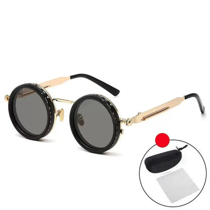 Punk ND9 Anti-UV Sunglasses Round Retro Adjustable Dimming Sunglasses with Glasse Case 9 Level Dimming Anti-UV Glasses Driving