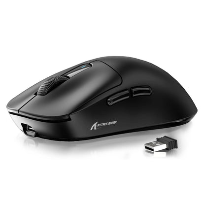 ATTACK SHARK X3 vezeték nélküli gaming egér, 49g ergonomikus PC egér, három üzemmód, PAW3395 26K DPI optikai érzékelő, programozható gombok