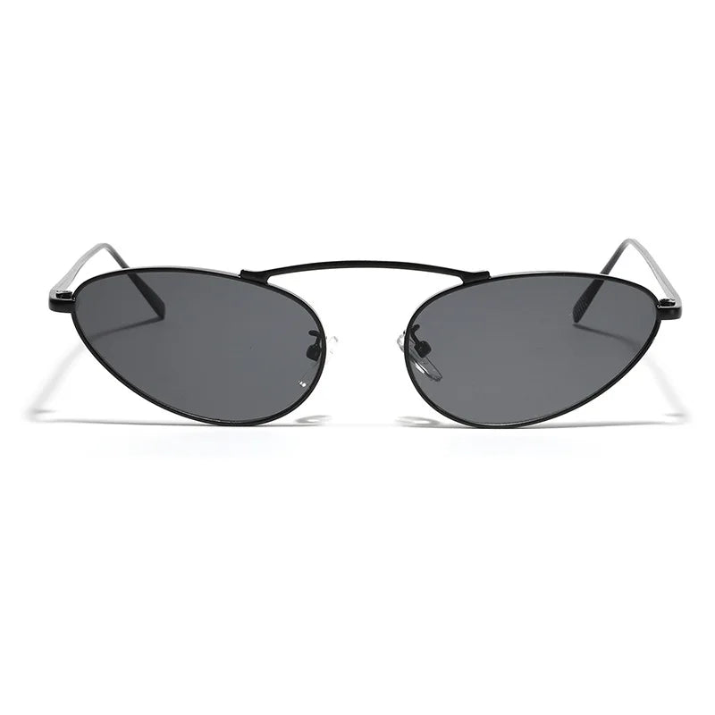 Luxury Brand Cat Eye Sunglasses Women 2025 Fashion Unique Small Oval Sun Glasses Trendy Metal Frame Cool Triangle Eyewear UV400
