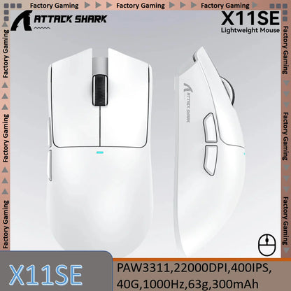 ATTACK SHARK X11SE Ultra-Light Wireless Gaming Mouse,20Million cycles life,PAW3311 Gaming,22KDPI,400IPS,40G,1KHz,65 Hours,30mAH