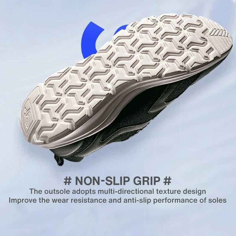 Zapatillas deportivas Xtep para hombre, de malla transpirable, para correr, para maratón de invierno, negras y blancas, zapatillas deportivas para hombre, 879119110110