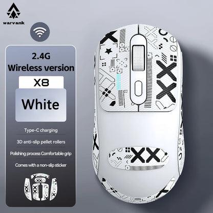 Warvank X8 belaidė žaidimų pelė, 500 mAh, įkraunama per TYPE-C, biuro pelė, tinkama nešiojamiesiems ir stacionariesiems kompiuteriams