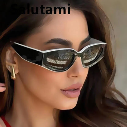 unique black white patchwork cat eye sunglasses for women new fashion small round gradient sun glasses ladies sexy Y2K shades