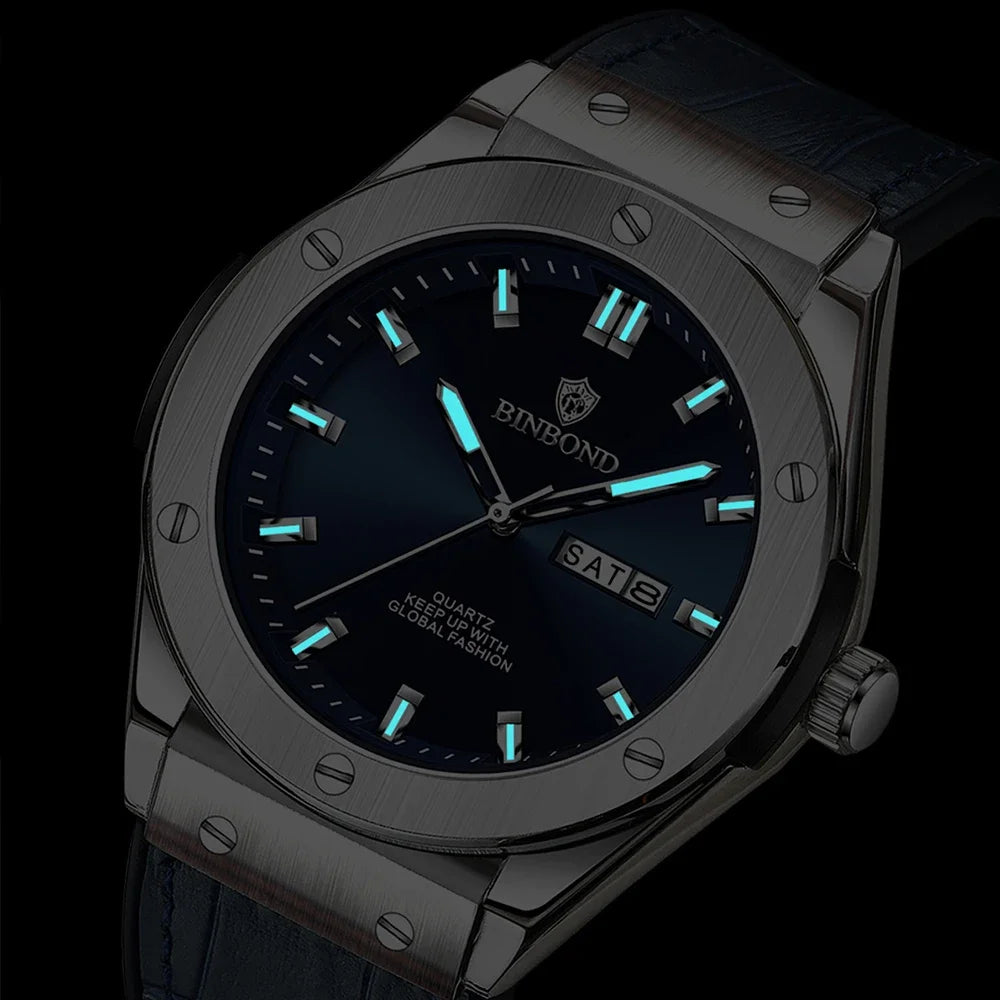 Man New Casual Business Leather Clock Men Luxury Watch Automatic Watches Mens Top Fashion Quartz Wristwatches Relojes De Hombre
