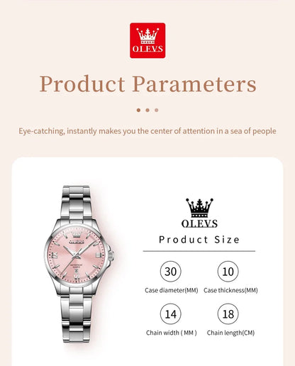 OLEVS 3668 Women Watch Luxury Original Waterproof Stainless Steel Quartz Watch Roman Automatic Date Women Watch Reloj Para Mujer