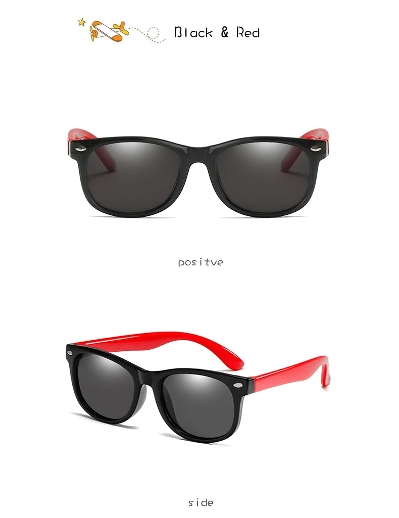 Polarized Kids Sunglasses TR90 Silicone Gel Frame Classic Square Children Sun Glasses Girls Boys Multi Color Baby Goggles UV400
