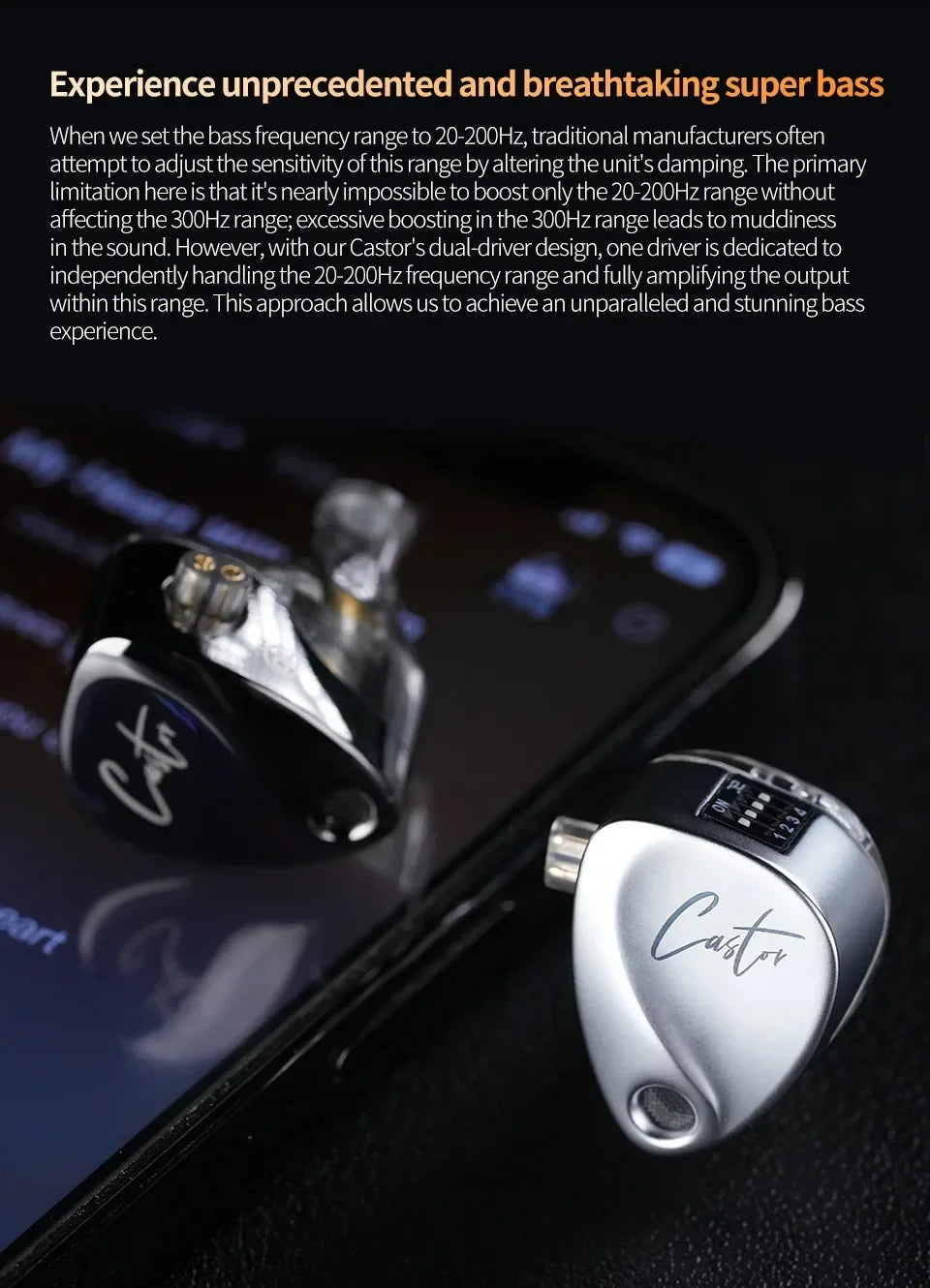 KZ Castor Wired Earbuds HiFi Bass Earphones with Dual Dynamic Drivers, Tunable Balanced Armature In-Ear Headphones, High Resolution Audio Earbuds