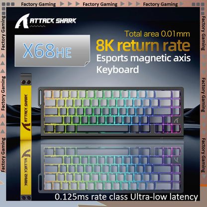 ATTACK SHARK X68HE Esports Magnetic Axis Keyboard 8KHz Return Rate, Total Area 0.01mm, and 0.125ms Rate Class Ultra-Low Latency
