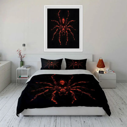 Red Spider Textured Artwork Pattern Duvet Cover Set Digital Print Colorful Polyester Bedding with Zipper Closure for Kids Gifts