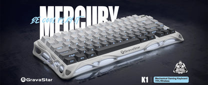GravaStar Mercury K1 75% Wireless Mechanical Gaming Keyboard, Aluminum Alloy Exoskeleton Design, RGB Backlit，Hot-Swap Socket