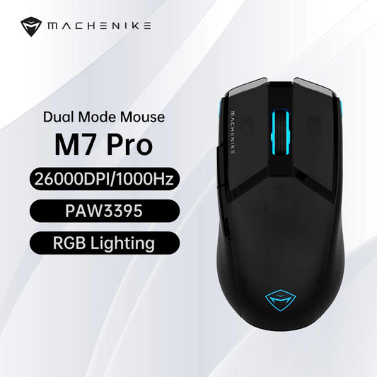 MACHENIKE M7 Pro Wireless Gaming Mouse PAW3395 26000 DPI RGB USB & 2.4GHz Rechargeable Gaming Mouse for PC & Laptop