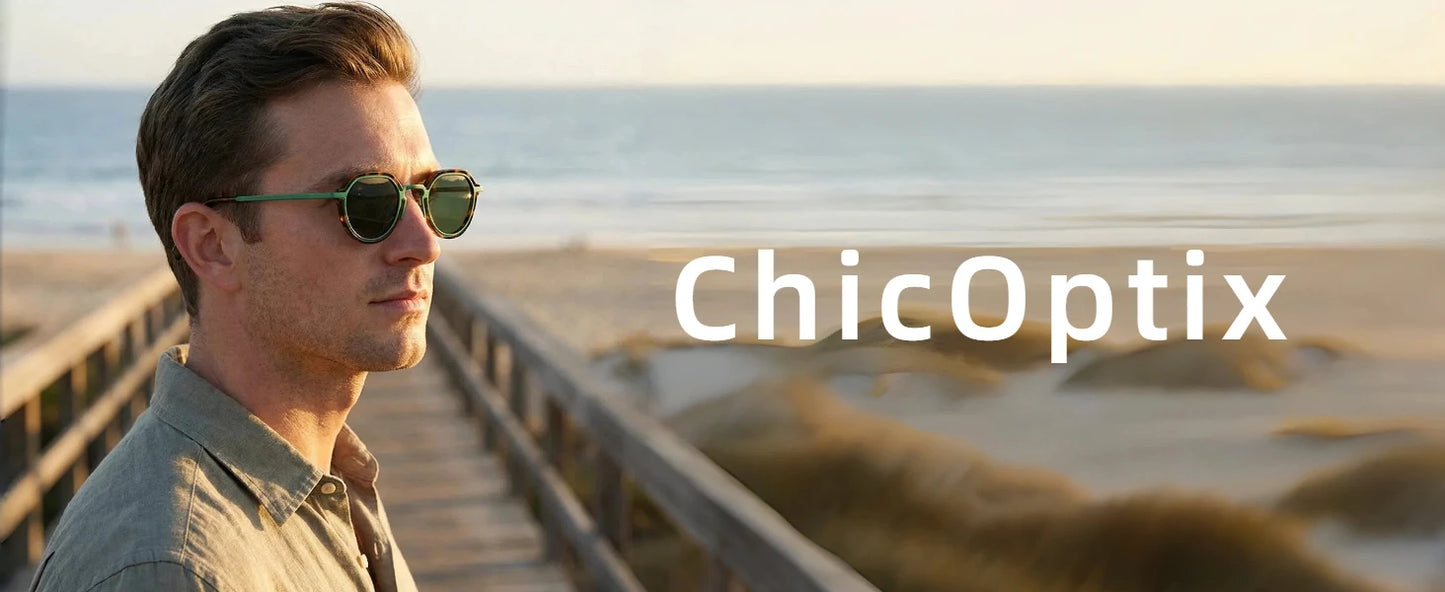 ChicOptix Fashionable Retro Acetate and Metal Sunglasses Unisex Luxury Brand Designer Style UV400 UV Protection Outdoor Casual