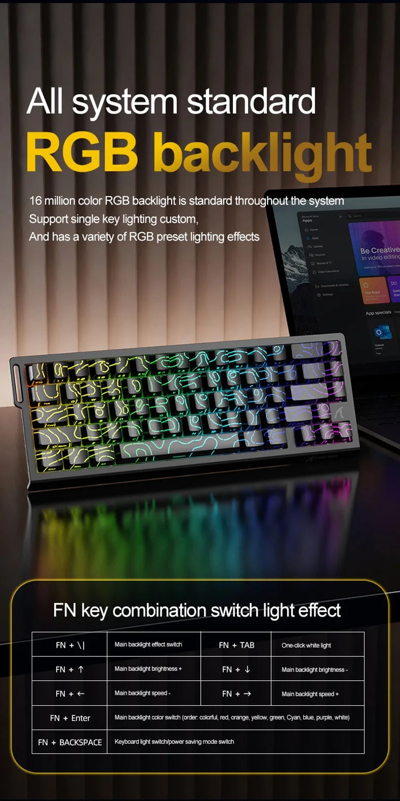 ATTACK SHARK X68HE Esports Magnetic Axis Keyboard 8KHz Return Rate, Total Area 0.01mm, and 0.125ms Rate Class Ultra-Low Latency