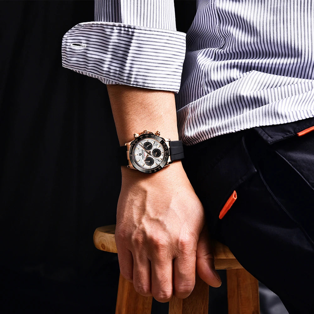 PAGANI DESIGN New Ceramic Bezel Men Quartz Wristwatches Luxurys Sapphire Glass Chronograph 100m Waterproof Stainless Watches Men