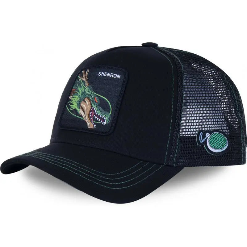 New Dragon Ball Son Goku Cap Summer Travel Peaked Cap Men's Embroidery Hip-Hop Cap Style Sun Visor Adjustable Trucker Mesh Cap