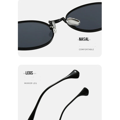 Metal Oval Lens Sunglasses UV Protection Retro Small Frame Sun Glasses Classic Brand Designer Eyepiece for Women Men