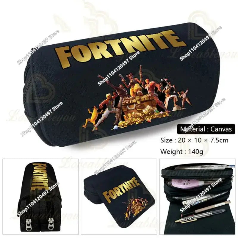 Аниме несесер за моливи Fortnites, кавай, с голям капацитет, водоустойчив ръчен несесер за косплей, офис канцеларски подарък играчка