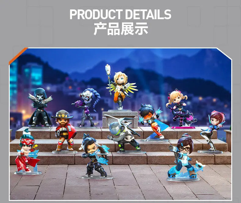 Aito POP MART Overwatch Play Of The Game -sarjan blind box PVC-keräilyfiguuri, työpöytäkoriste, tyttöjen lelumalli faneille