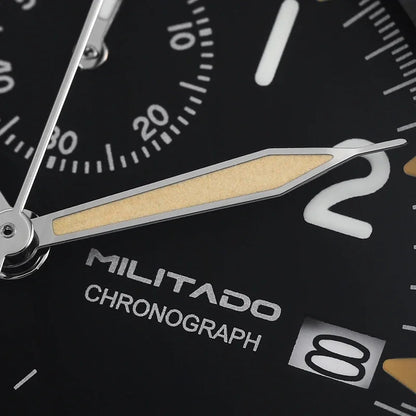 Militado VK61 VK67 Quartz Chronograph Watch 39mm 316L Stainless Steel Case 3 Dial Waterproof 100M  Multifunction Military Watch