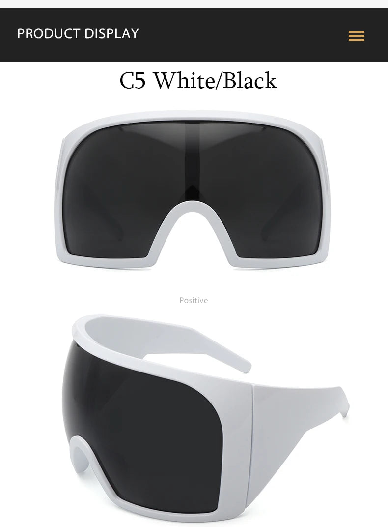 Oversized Black Punk Goggle Sunglasses Women Men Luxury Brand Designer Y2K Sport Sun Glasses Retro One Piece Outdoor Shade UV400
