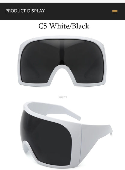 Oversized Black Punk Goggle Sunglasses Women Men Luxury Brand Designer Y2K Sport Sun Glasses Retro One Piece Outdoor Shade UV400
