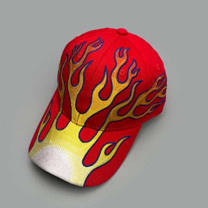 Niche Hip Hop Letter Flame Flag Baseball Hats New Unisex Sunshade Personal Versatile Color Block Fashion Retro ins Peaked Caps