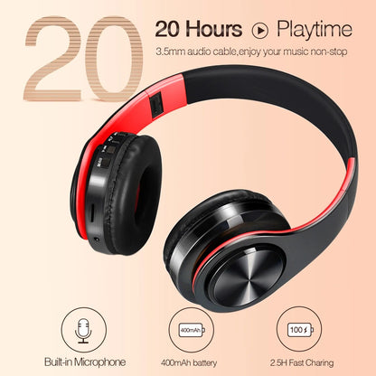 CATASSU Bluetooth 5.3 Wireless Headphones Over Ear Stereo Headset with Mic, Soft Leather Earmuffs, HiFi Sound for PC, Phone, TV & Laptop