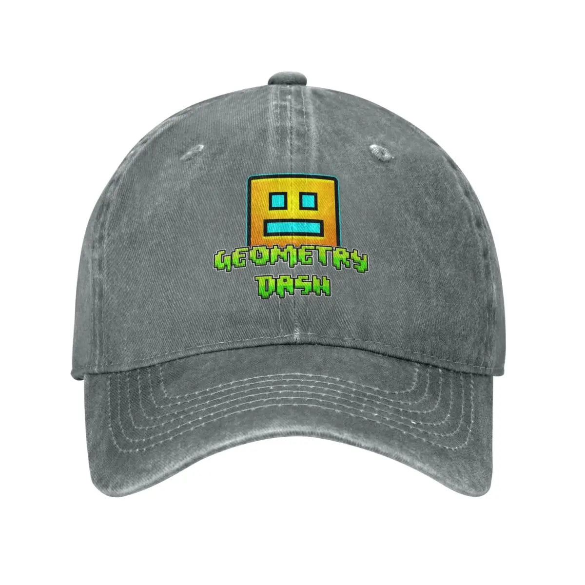 Geometric Dash App Fun Games Men Women Baseball Cap Geometry Dash Distressed Denim Washed Caps Hat Adjustable Fit Snapback Hat