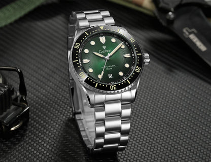 CADISEN Mechanical Automatic Watch Luxury Sapphire Japan MIYOTA 8215 Blue Wristwatch Ceramic Ring Waterproof Gift Men Watch