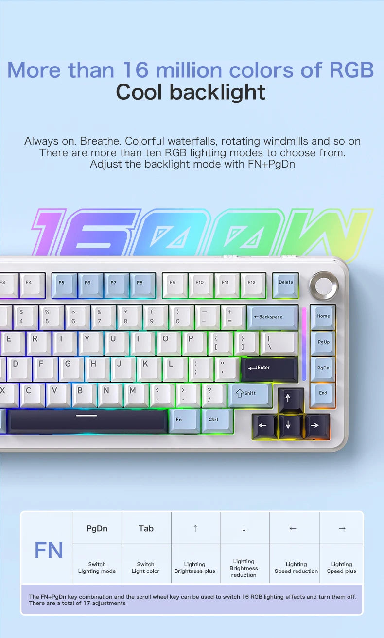 F75 Mechanical Keyboard FREEWOLF * AULA F75 Bluetooth Three-mode Keyboard,Dedicated for Gaming and Office Use