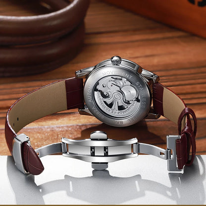Férfi divatos sportos, automatikus, mechanikus, vízálló tourbillon karóra – prémium márkájú luxus karóra