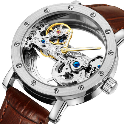 2026 Top Brand Luxury Steel Skeleton Tourbillon Automatic Watch Men Leather Mechanical Waterproof Luminous Elegant Wrist Clock