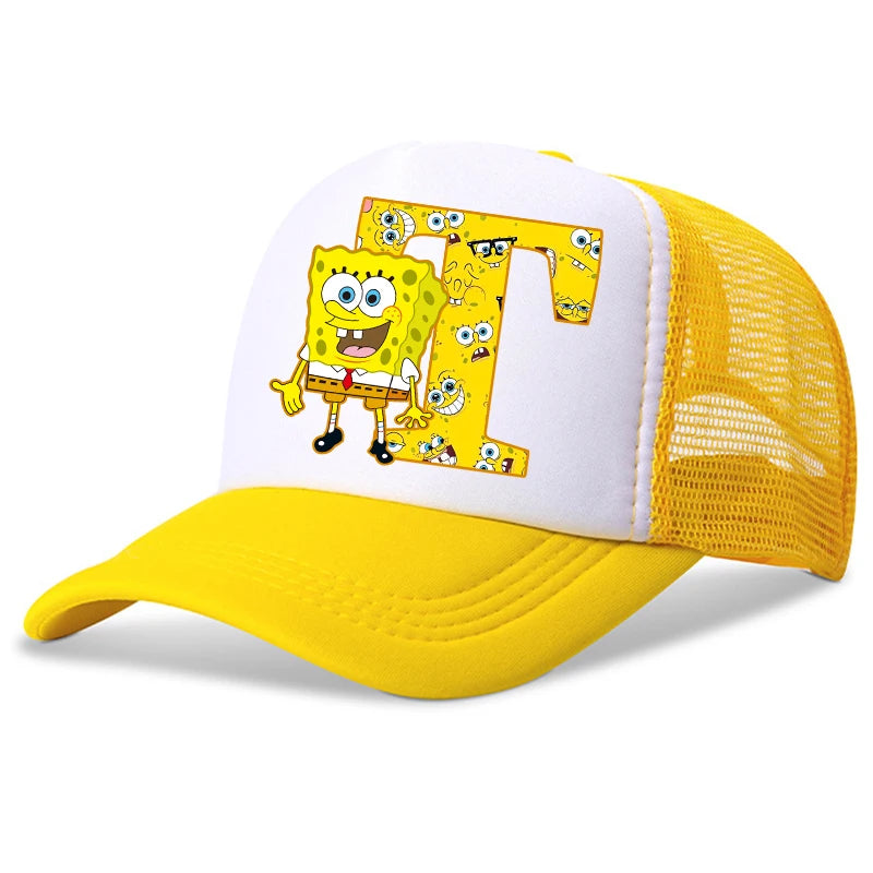 New Spongebob Children Baseball Caps Kawaii Cartoon Letter Printed Hat Kids Casual Sun Hat Adjustable Peaked Cap Birthday Gifts