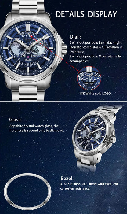 BORIAGE(BOAIJIUA) Automatic Mechanical Watch Creative Starry Sky Watch Water Resistant  Mechanical Watches Birthday Gift for Men