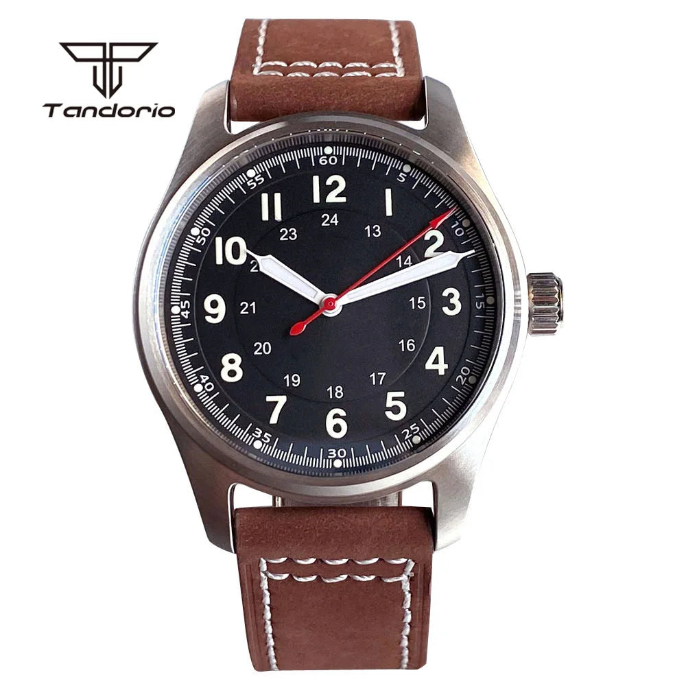 Tandorio Dive 39mm Pilot Men's Stainless Steel Automatic Watch Japan NH35/Miyota 8215/PT5000 AR Sapphire Glass 20BAR Luminous