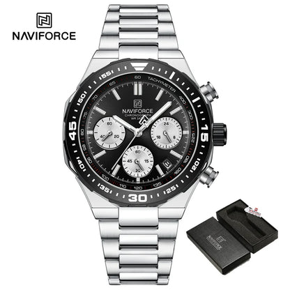 NAVIFORCE Men's Watches Quartz Fashion Business Classic Water Resistant Stainless Steel Strap WristWatch New Male Clock in 2024